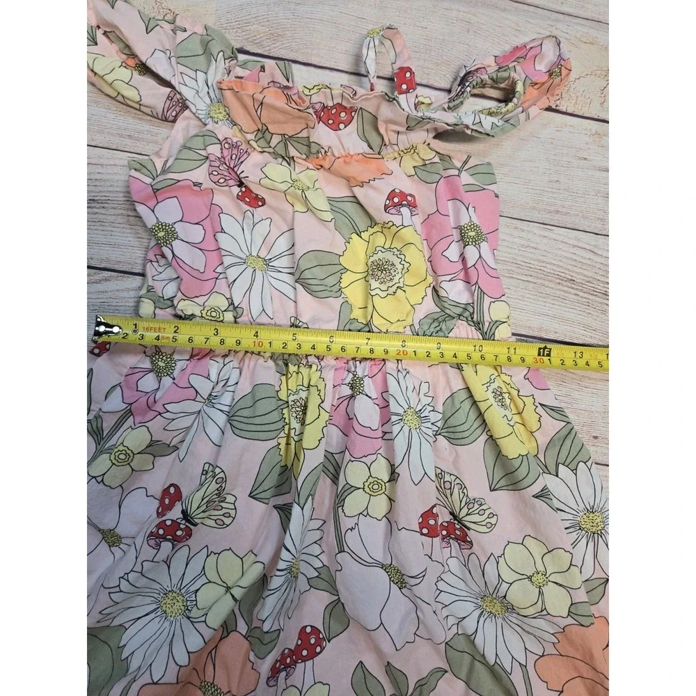 GYMBOREE Girl's Floral Print Dress Butterflies Mushrooms Daisy Size 7 Flutter
